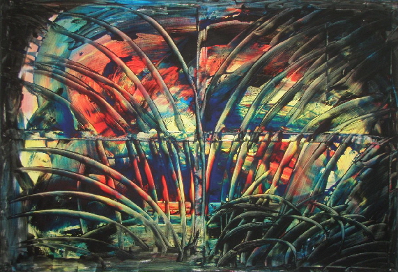 RAIN>FOREST - 13 - Night - Acryl auf Lwd - 2025 - 70 x 100 cm